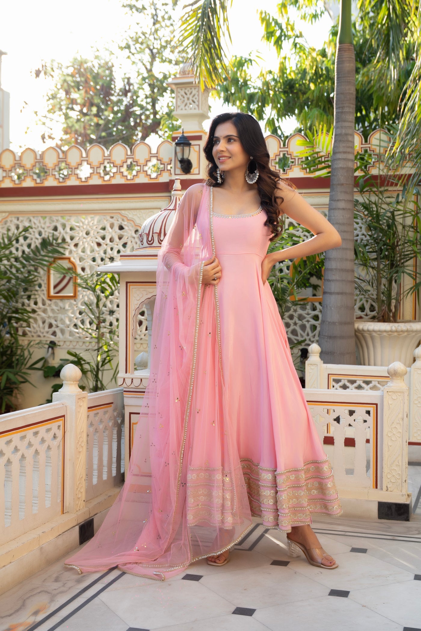 pink anarkali dress Alluring Baby Pink Stylish Designer Anarkali  Saris and Things
