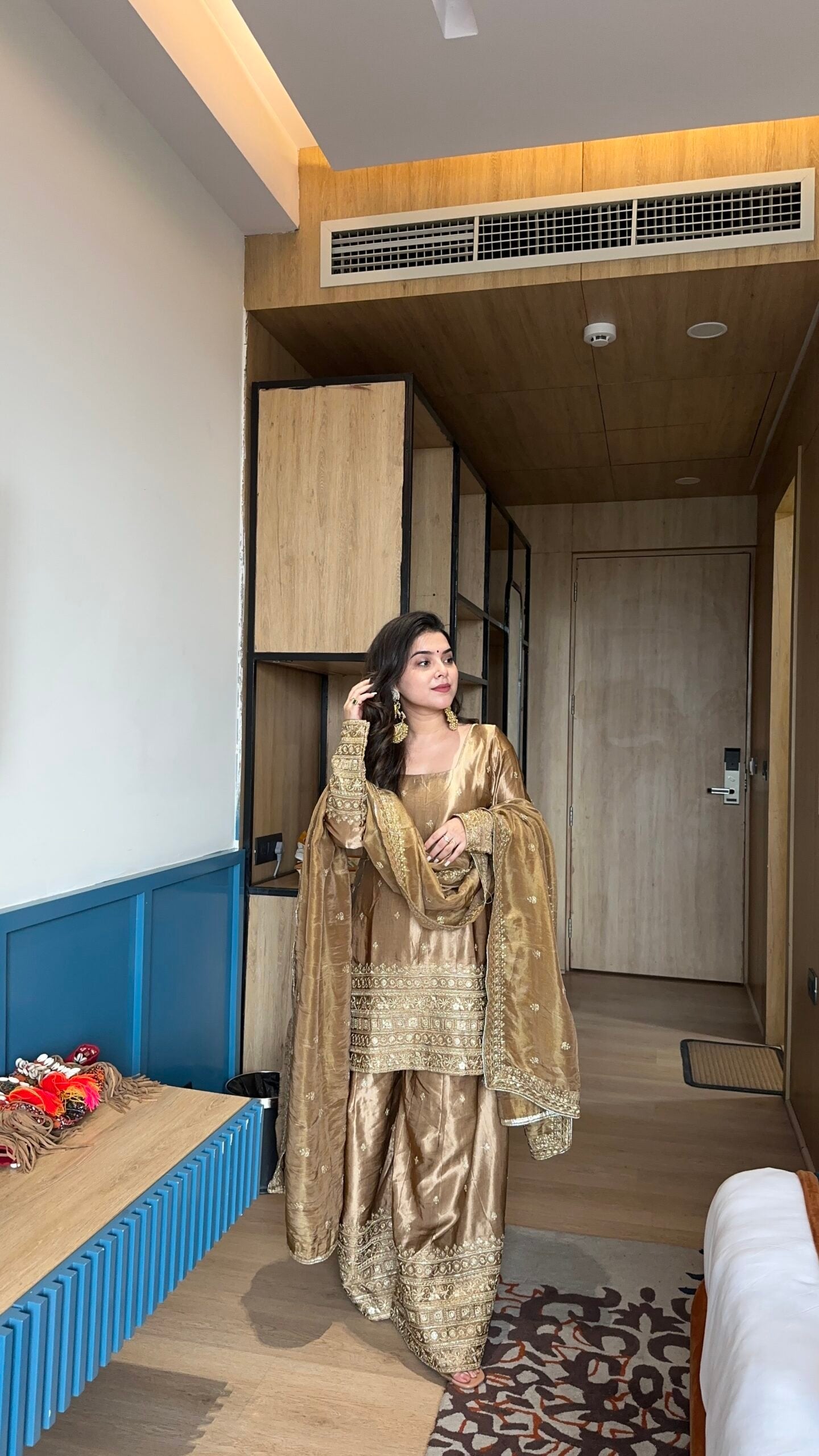 New Beautiful special Golden Color Suit and Plazo Set