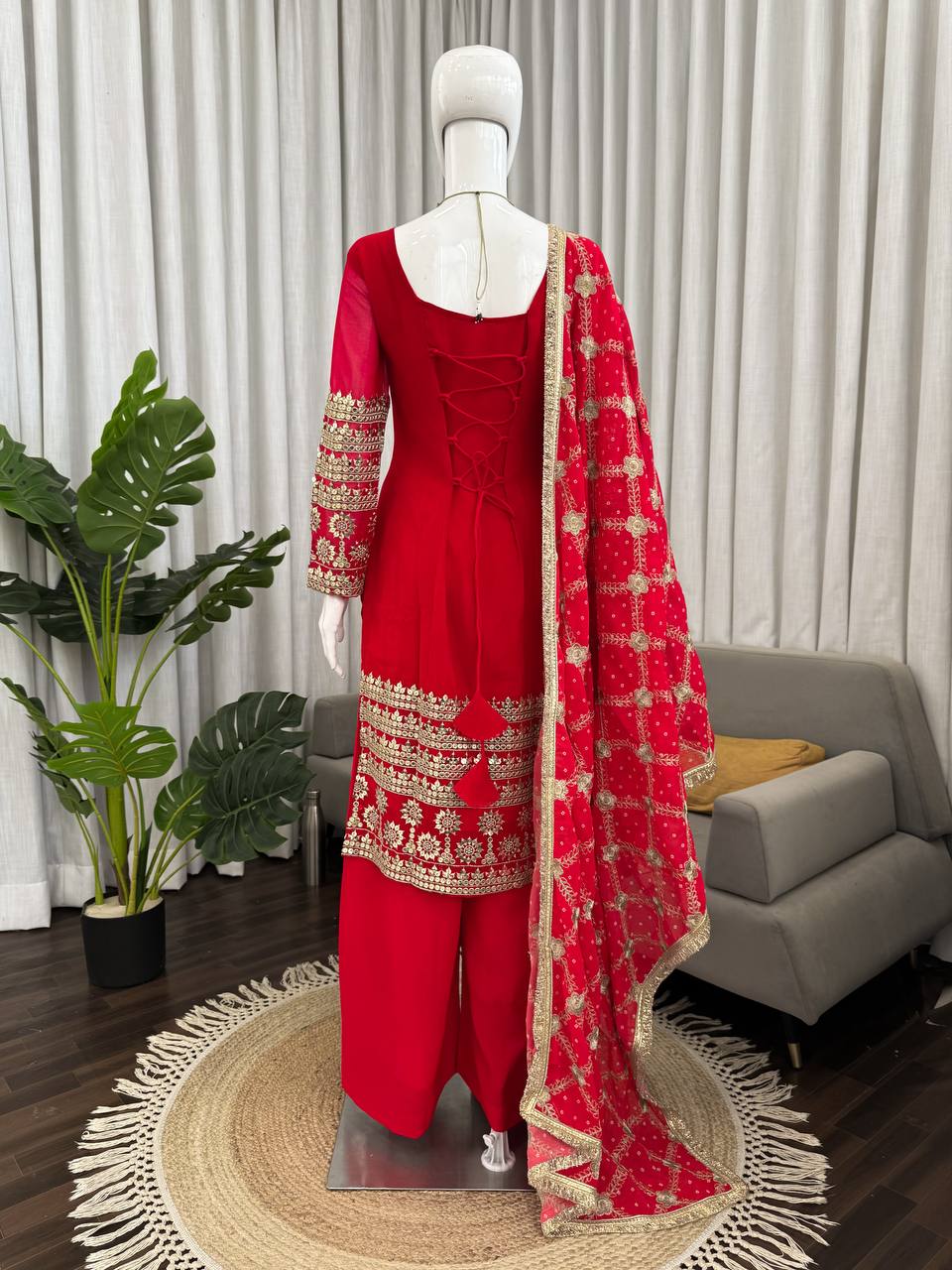 Fastival Specially Red Color Anarkali Suit