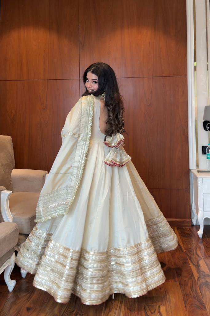 New Beautiful Cream Color Anarkali Suit Gown