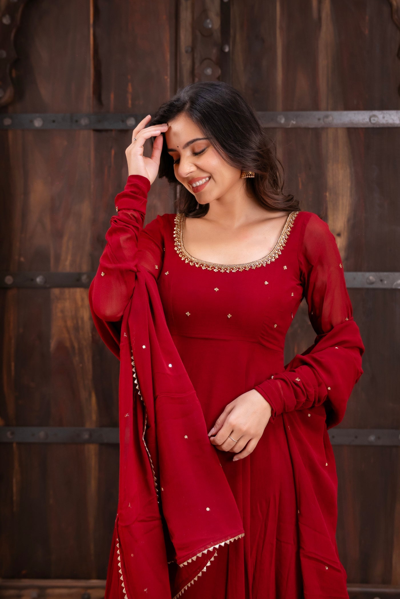 Most Beautiful Maroon Color Anarkali Suit