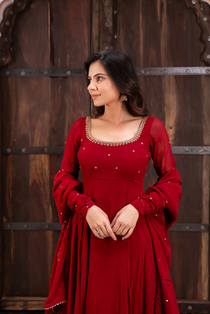 Most Beautiful Maroon Color Anarkali Suit