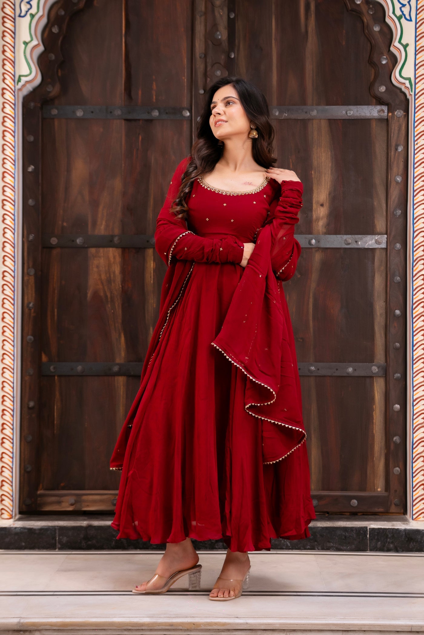 Most Beautiful Maroon Color Anarkali Suit