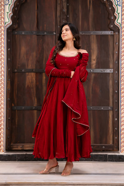 Most Beautiful Maroon Color Anarkali Suit