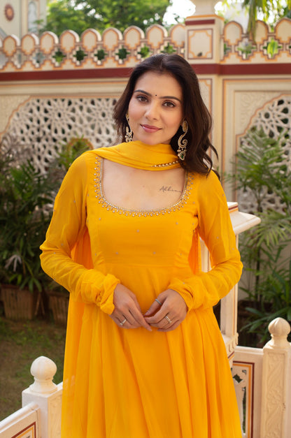 Beautiful Yellow Color Anarkali Suit