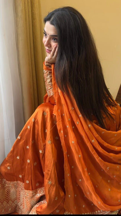 Now Trending Best Orange silk lehenga Set