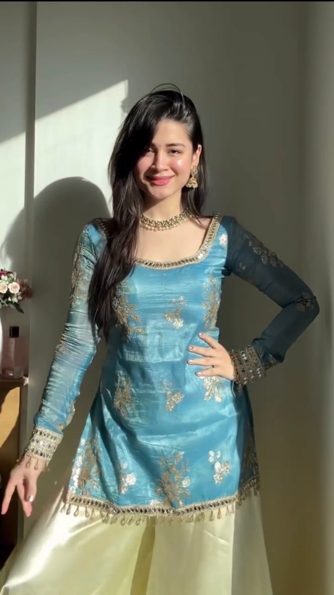 New Wedding special SKY Color Suit and Plazo Set