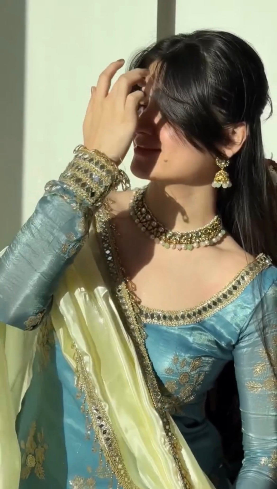 New Wedding special SKY Color Suit and Plazo Set