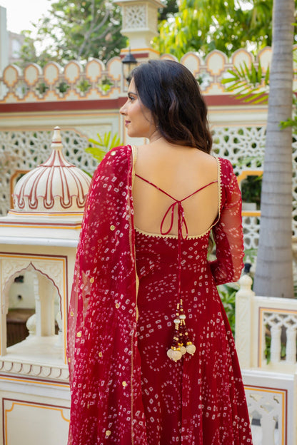 Faux Georgette Anarkali With Real Mirror & Sequin Dupatta