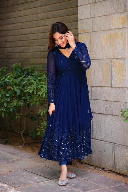 Blue Color Georgette Anarkali Salwar Suit