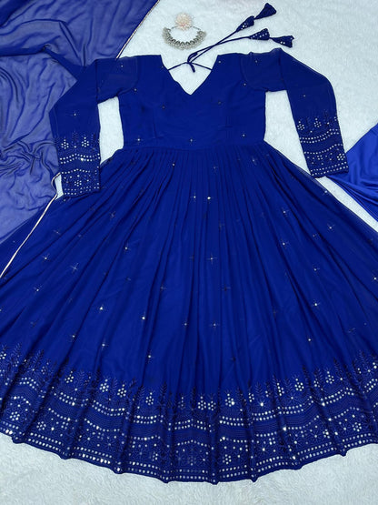 Blue Color Georgette Anarkali Salwar Suit