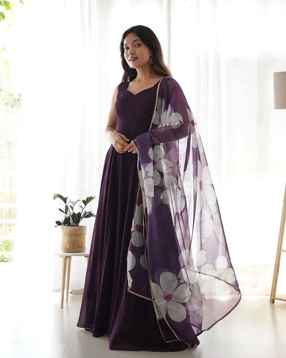 DARK WINE COLOUR PURE SOFT FOX GEORGETTE