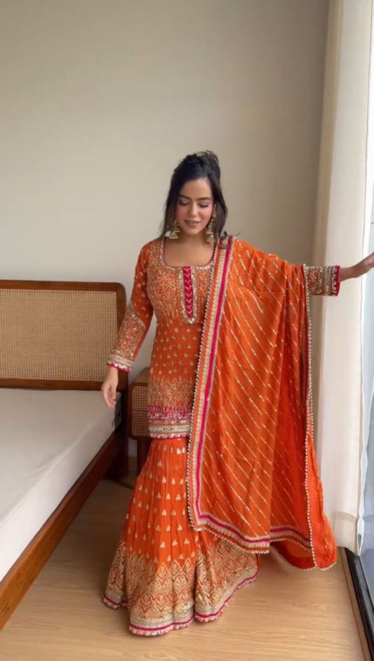 New Beautiful Orange Color Specially Sharara Suit