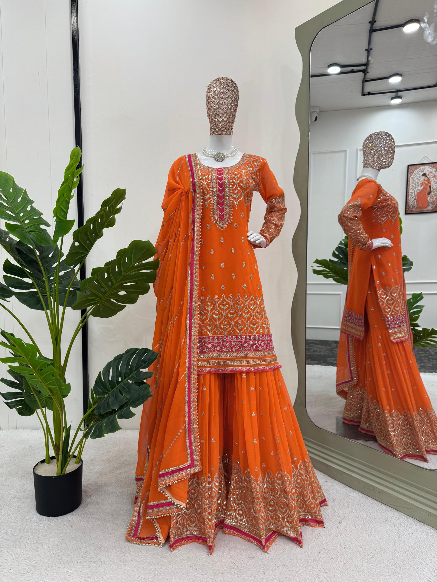 New Beautiful Orange Color Specially Sharara Suit