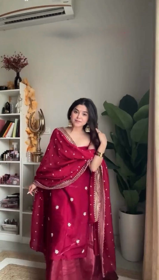 Festival Specially Rose Color Top and palazzo Set