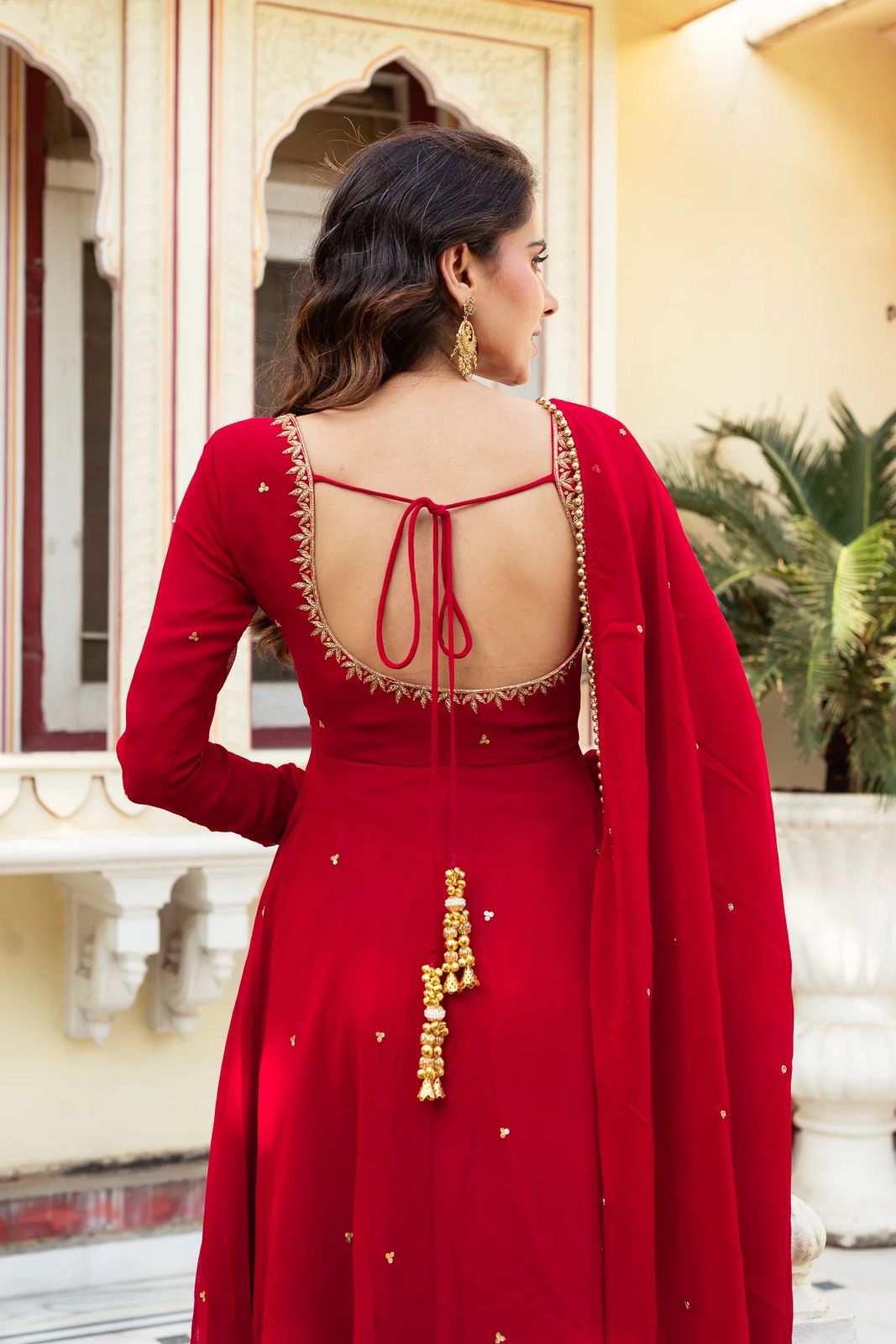 New Beautiful Red Color Anarkali Gown