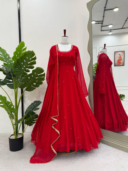 New Beautiful Red Color Anarkali Gown