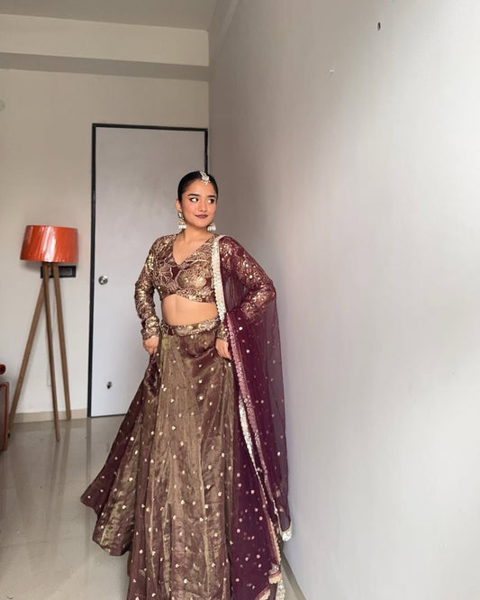 WEDDING SPECIALLY JIMI CHOO SEQUENCE WORK LEHENGA CHOLI