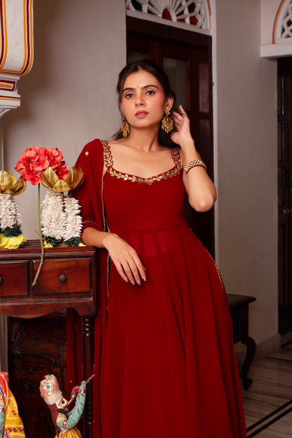 Wedding  Specials  Red Color Top & Palazzo  With Dupatta