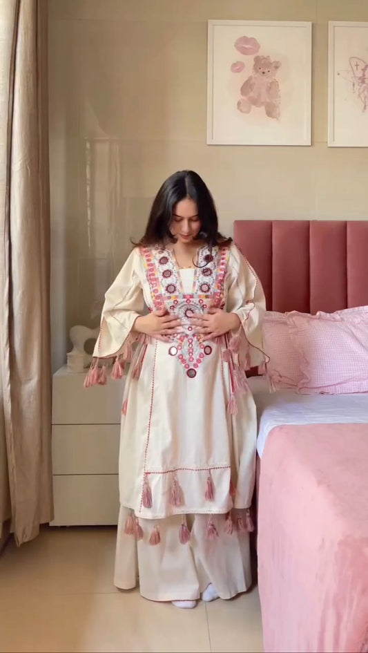 Most Beautiful Reyon White Color Suit