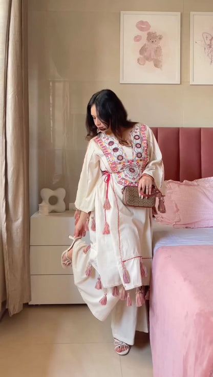 Most Beautiful Reyon White Color Suit