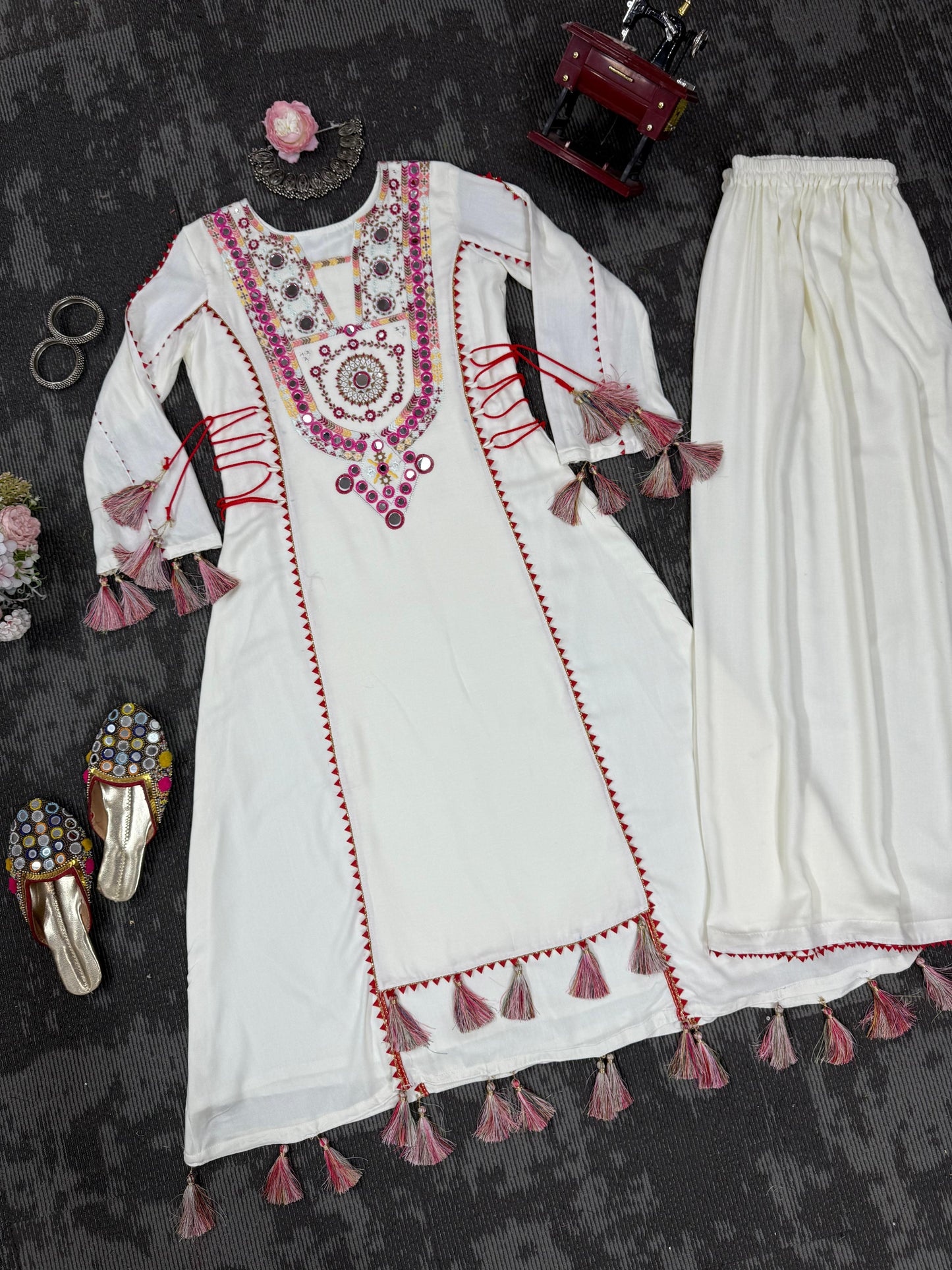 Most Beautiful Reyon White Color Suit
