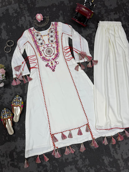 Most Beautiful Reyon White Color Suit