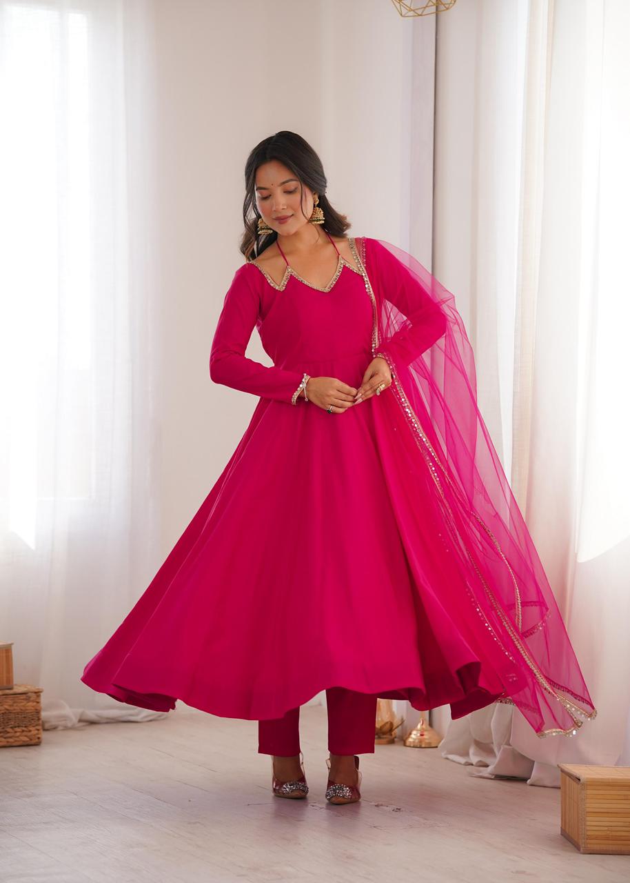 Trendy Wedding Color Heavy Anarkali Suit
