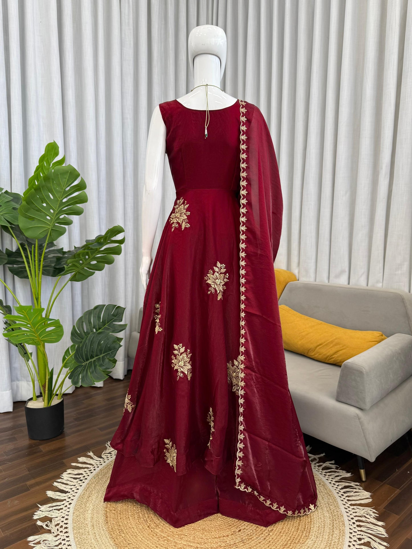 Premium Maroon Partywear Wedding Anarkali
