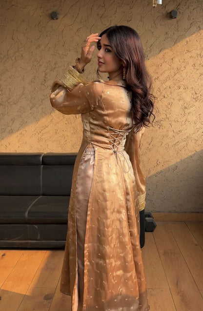 New Beautifully Golden colour  Gown suit