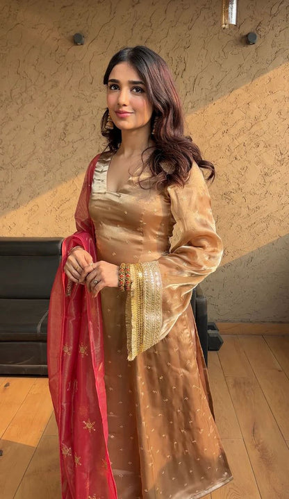 New Beautifully Golden colour  Gown suit