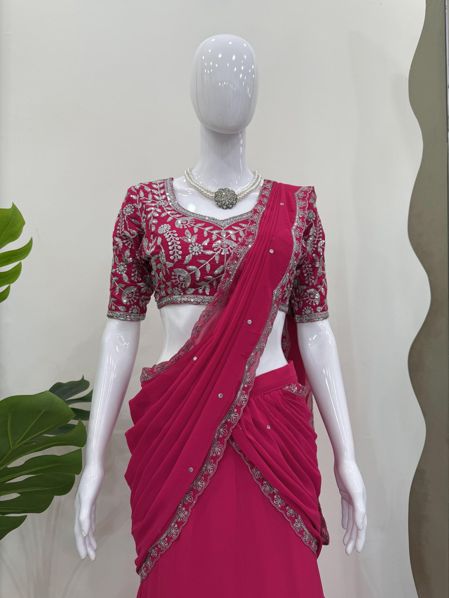 Wedding  Style Pink Color Lehengha Saree