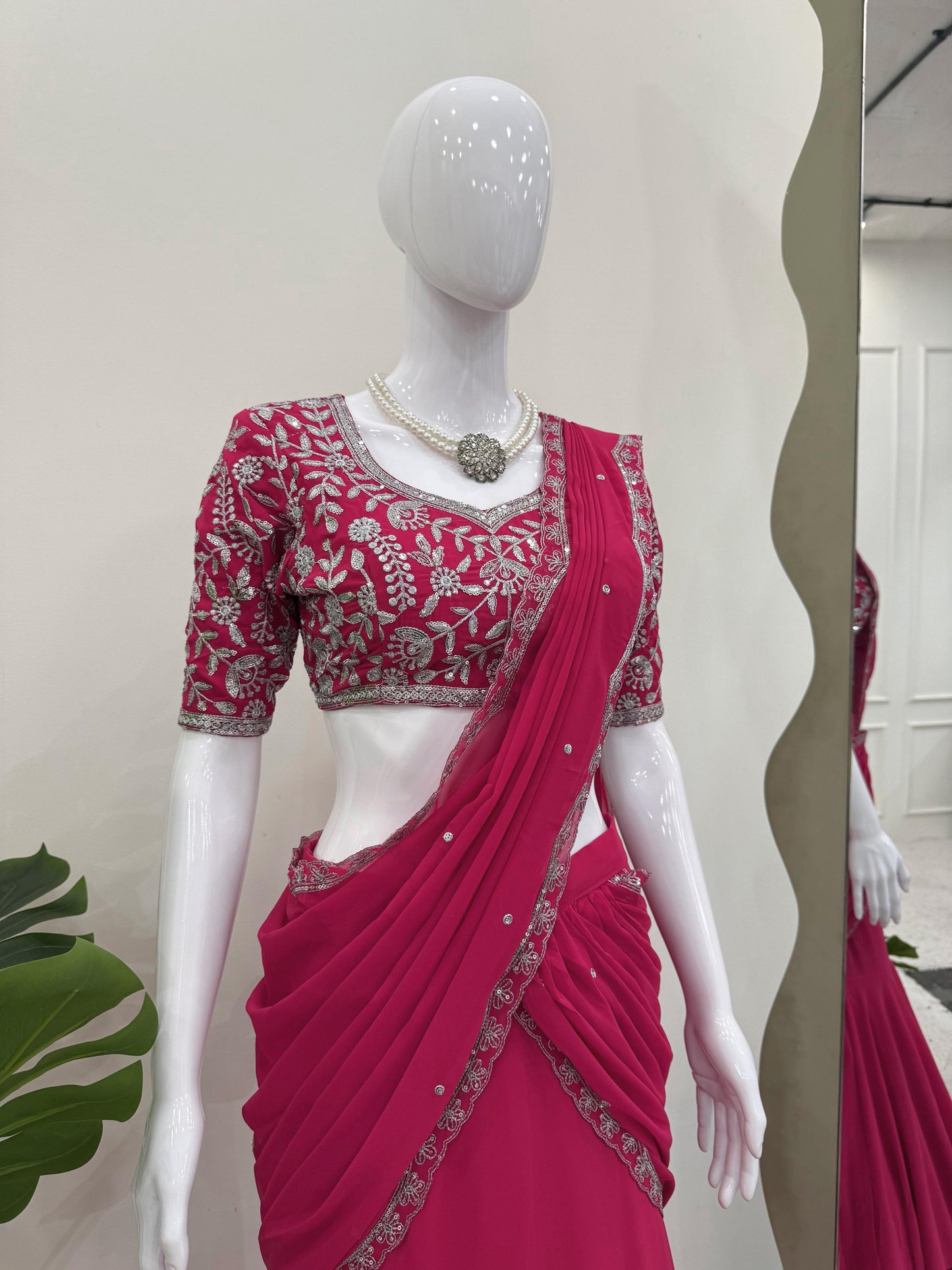 Wedding  Style Pink Color Lehengha Saree