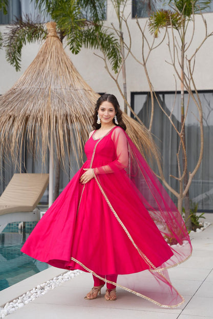 New Beautiful  Heavy Pink Color Anarkali Gown
