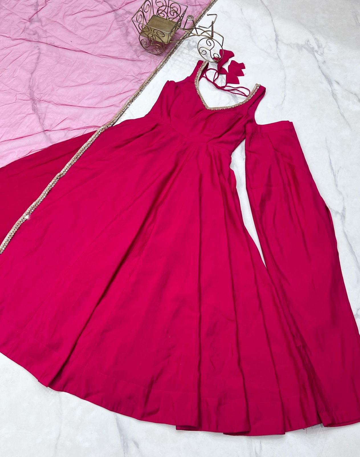 New Beautiful  Heavy Pink Color Anarkali Gown