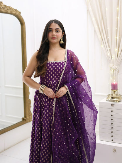 New Beautiful Purple Anarkali Gown