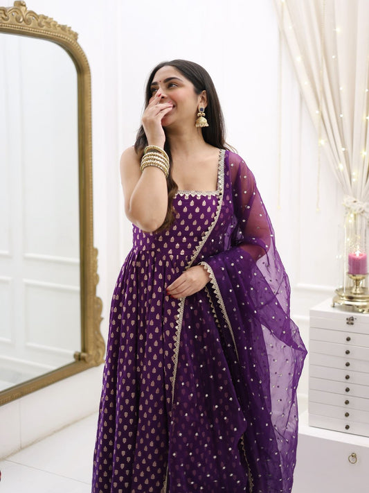 New Beautiful Purple Anarkali Gown