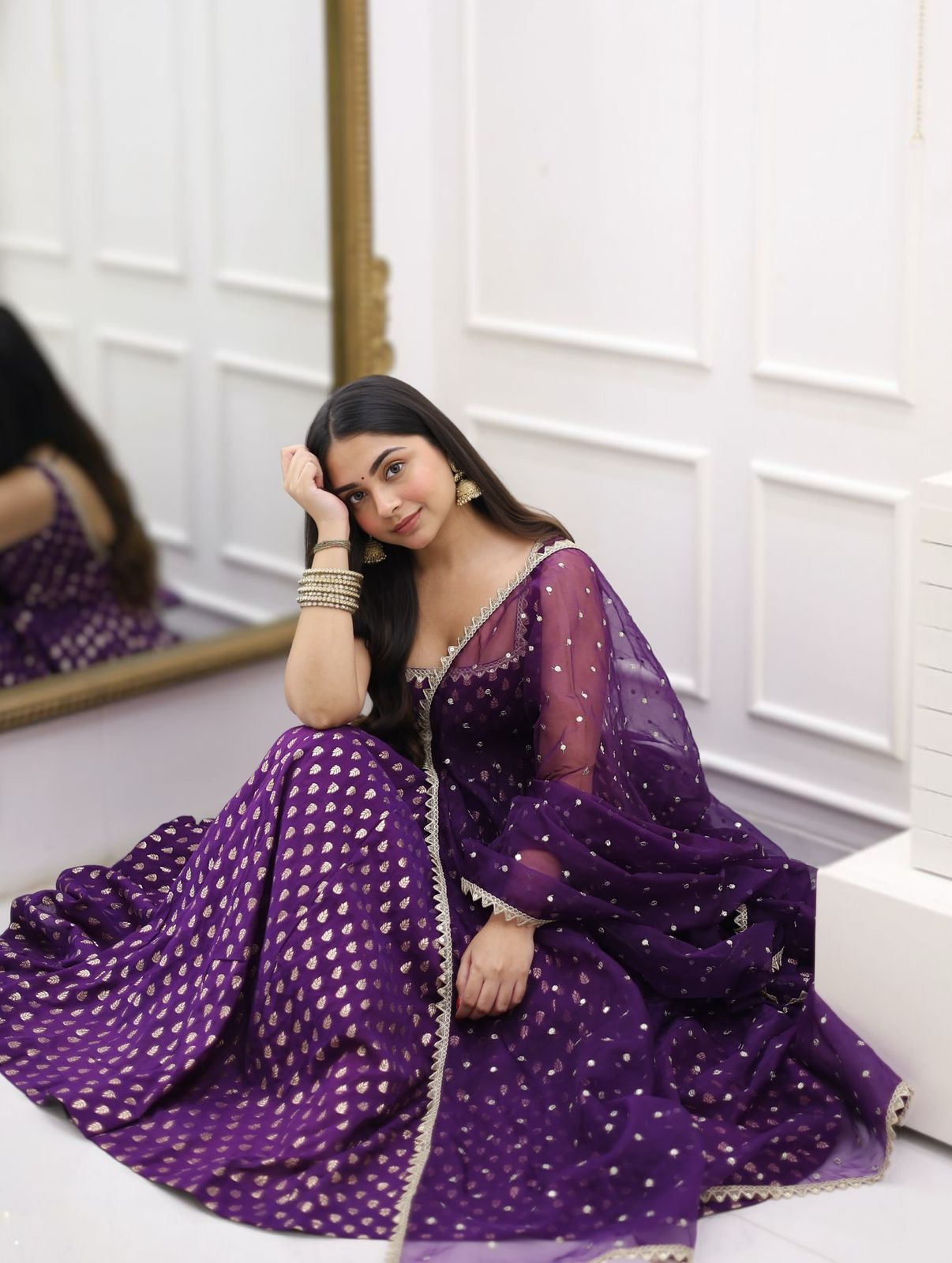 New Beautiful Purple Anarkali Gown