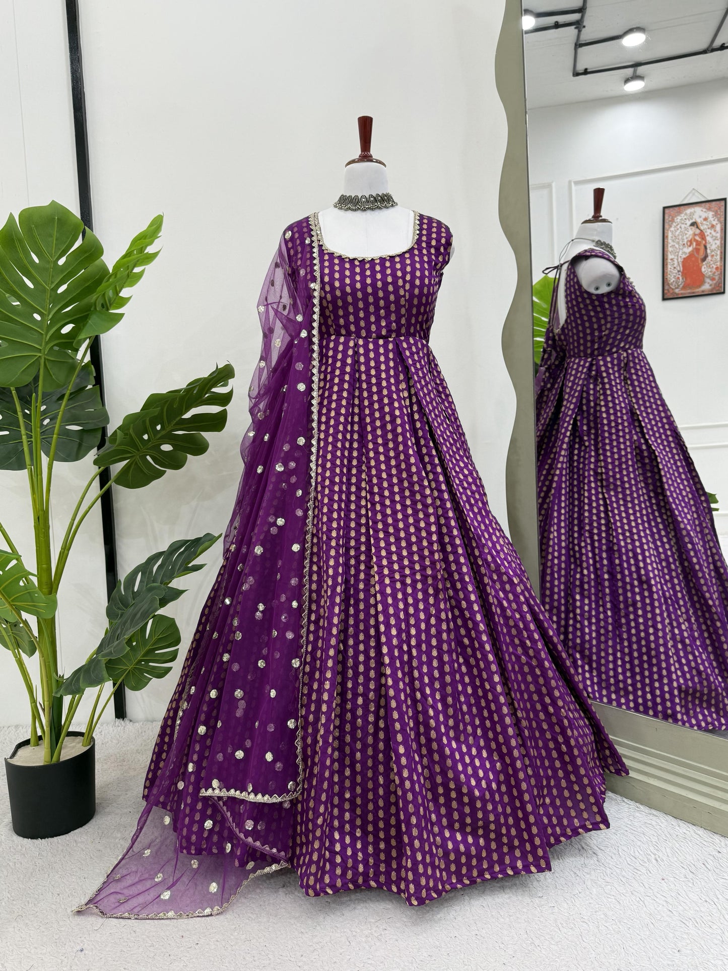 New Beautiful Purple Anarkali Gown