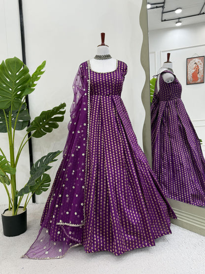 New Beautiful Purple Anarkali Gown