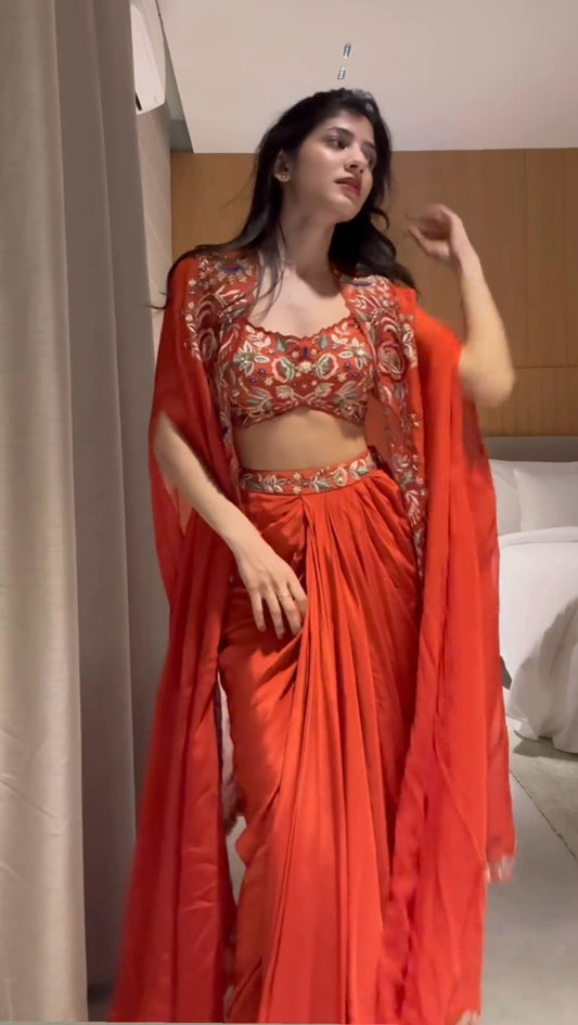 New Beautiful Orange Western saree