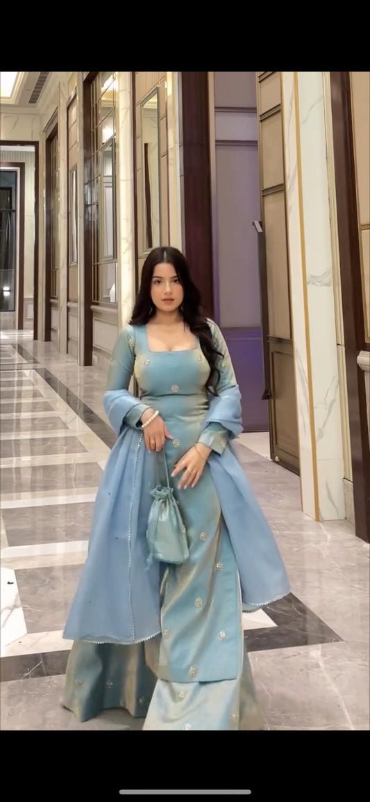 New Trending Sky Color Suit & Palazoo