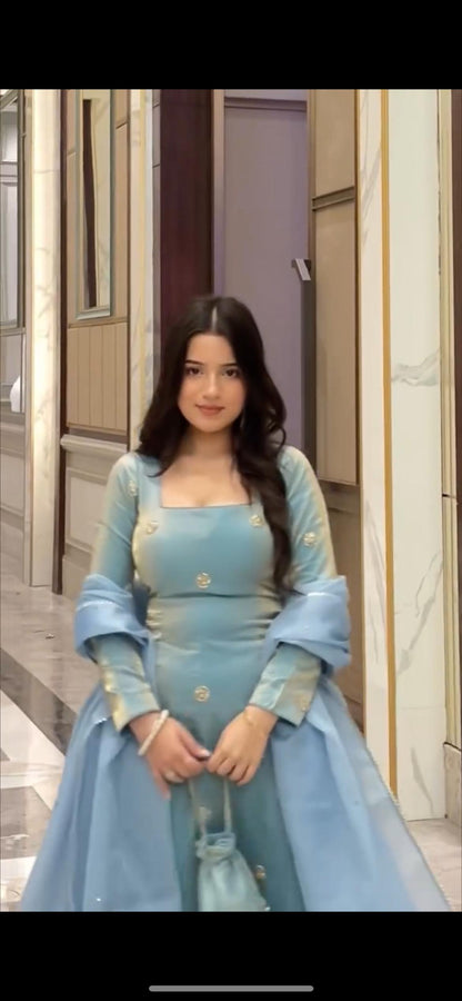 New Trending Sky Color Suit & Palazoo
