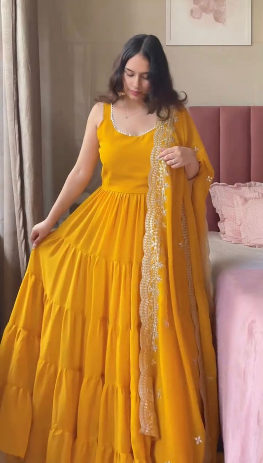 Weeding Specially Anarkali Yellow Color Gown