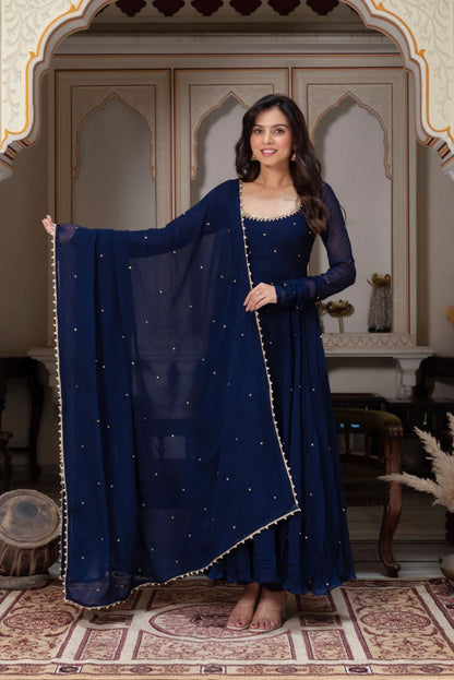 Most Beautiful Blue Color Anarkali Suit