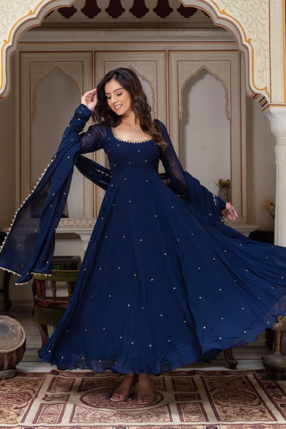 Most Beautiful Blue Color Anarkali Suit