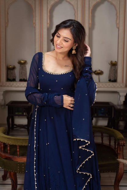 Most Beautiful Blue Color Anarkali Suit