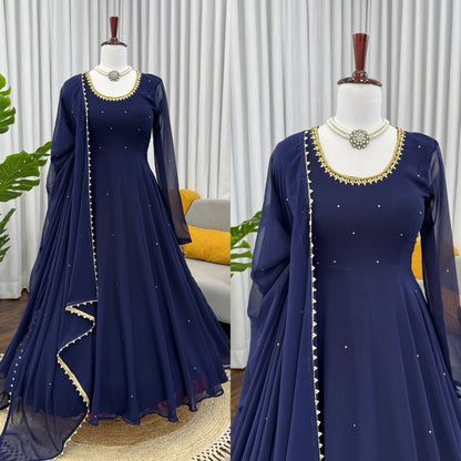 Most Beautiful Blue Color Anarkali Suit