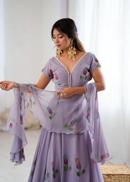 Wedding  Anarkali Purple Lehengha Choli