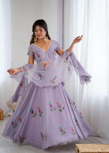 Wedding  Anarkali Purple Lehengha Choli